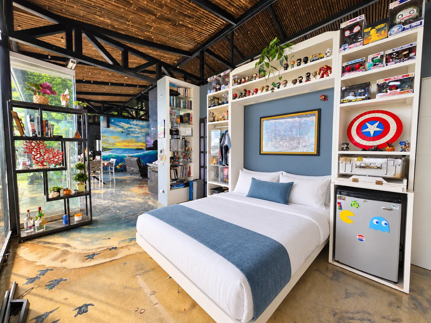 Gaming collection bedroom in the Hotel VOS Rooftop Penthouse