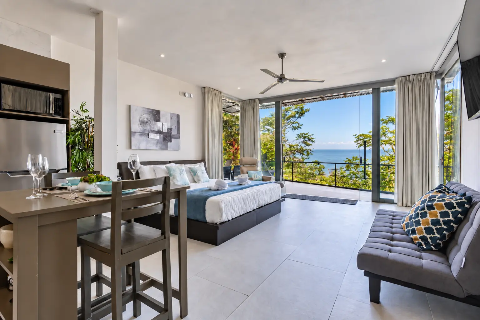 Suite 1 ocean-facing interior at Hotel VOS in Manuel Antonio Costa Rica