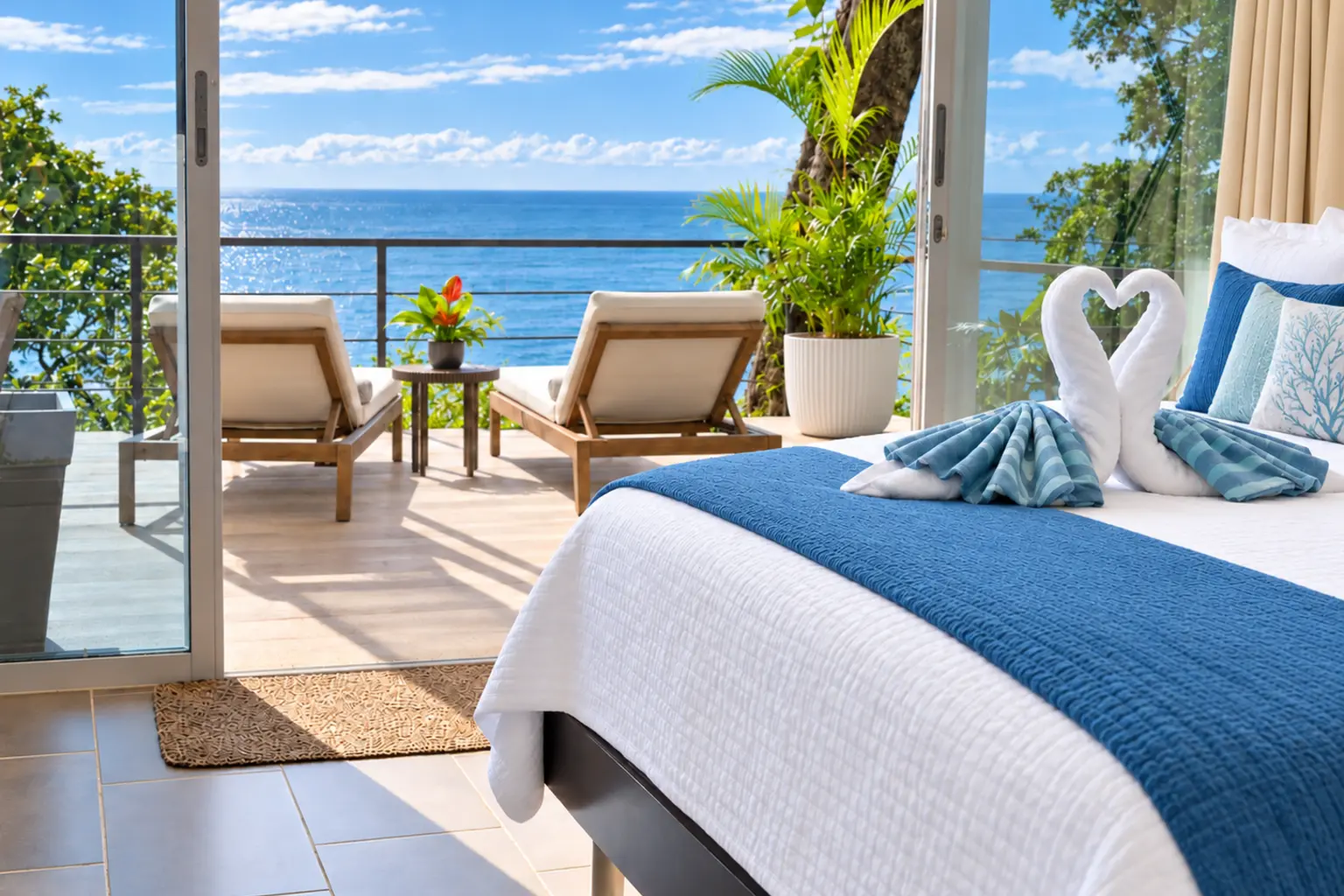 Suite 5 bedroom opening to a private terrace with Pacific Ocean views